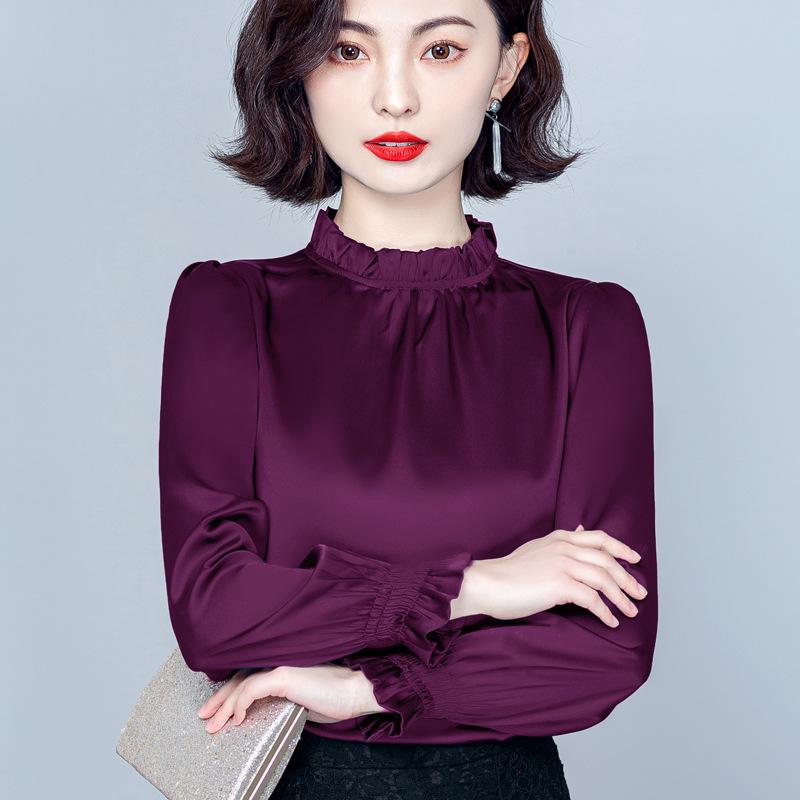 Dámská podzimní košile First-line Cut Label Košile z morušového hedvábí Košile Dámský temperament Hedvábný top