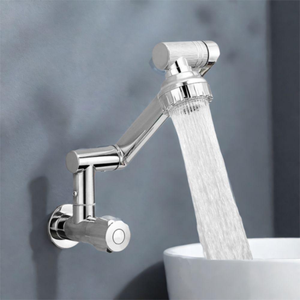 Stainless Steel Wall Mounted Faucet 360° Rotation Single Cold Water Tap  Sink Mounting