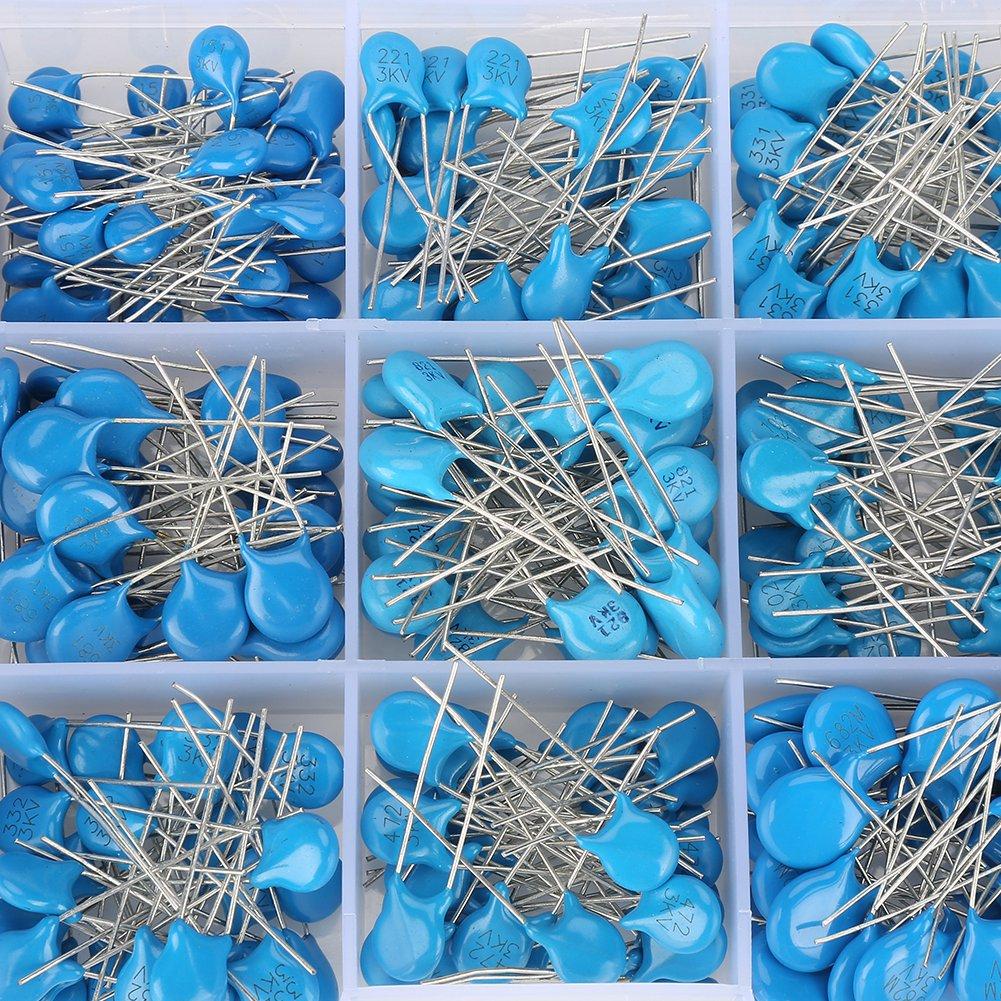 450Pcs 100pF 10000pF 15 Value 3kV High Voltage Ceramic Capacitors Assortment Kit