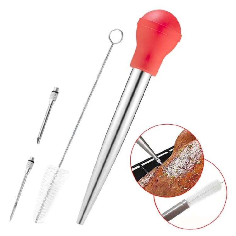 Kitchen Stainless Steel Turkey Baster with 2 Marinade Needle and Cleaning Brush
