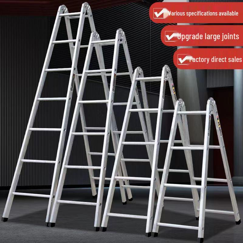 Widened & Thickened Multifunctional A-Frame Galvanized Iron Ladder: Dual-Use, Straight, Folding, Telescopic