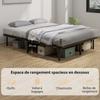 4ft6 Double Bed Frame, Metal Platform Bed Frame with 2 x 14 Wood Slats, No Box Spring Needed, Underbed Storage, Black