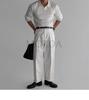 Men's Long-Sleeve Striped Knitted Polo Shirt - Autumn Muscle Fit