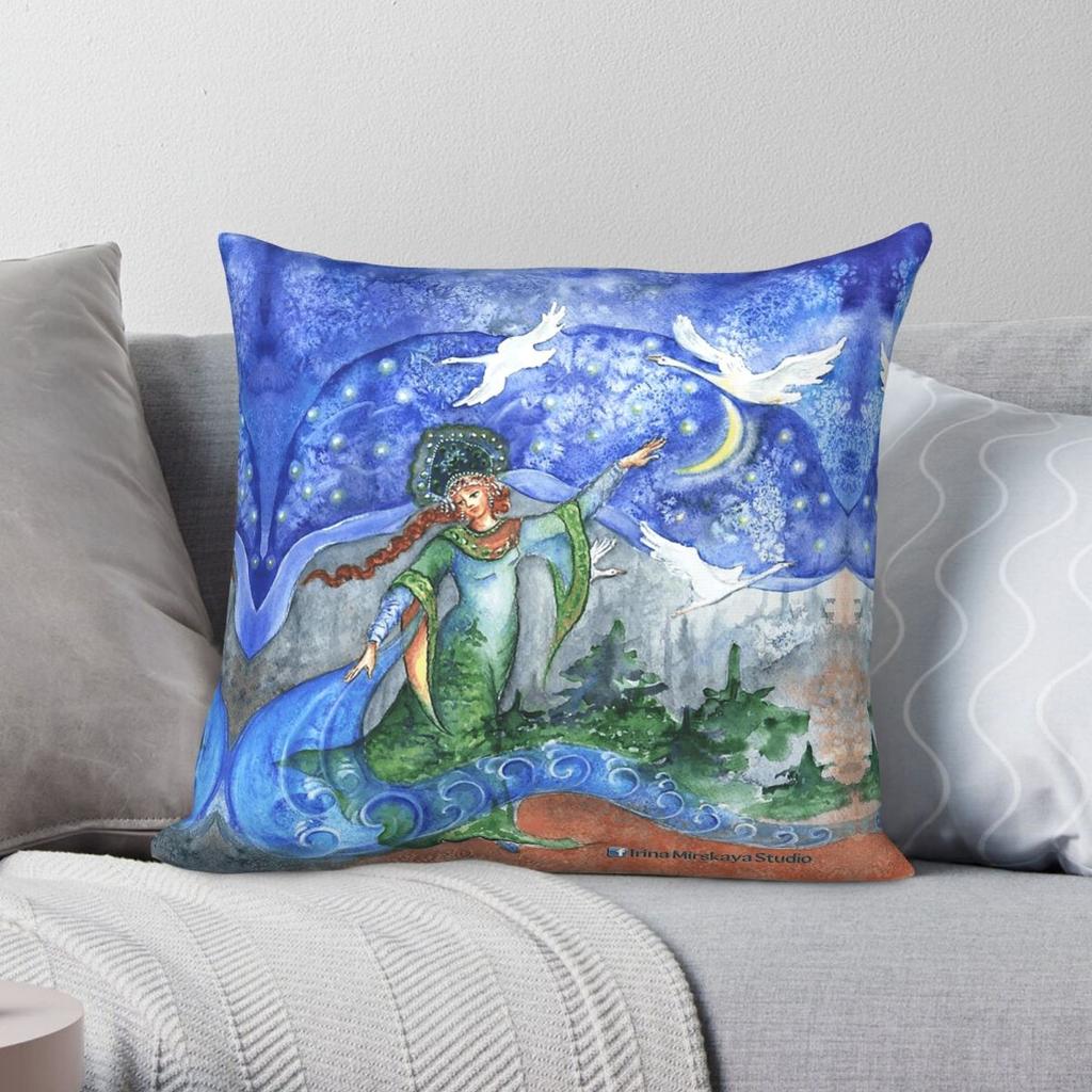 The Frog Princess Square Pillowcase Polyester Linen Velvet Creative Zip Decorative Pillow Case Sofa Cushion Cover