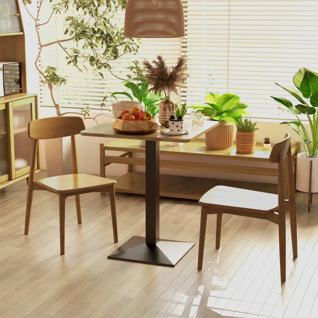 Square Dining Table for 2, 70 X 70 X 75 Cm, Wood-Effect Top, Dark Brown Steel Legs