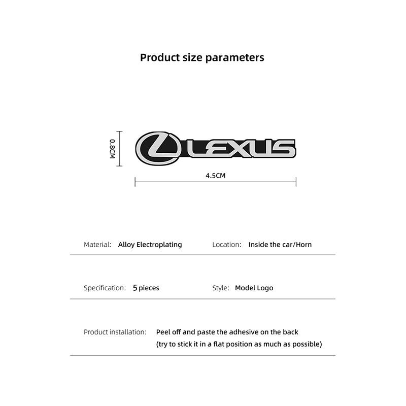 5Pcs Aluminum Car Audio Speaker Badge Decal Accessories For Lexus F-SPORT ES RX NX LS UX LM LX GX LC RZ IS CT GS RC HS SC TX LBX AET1
