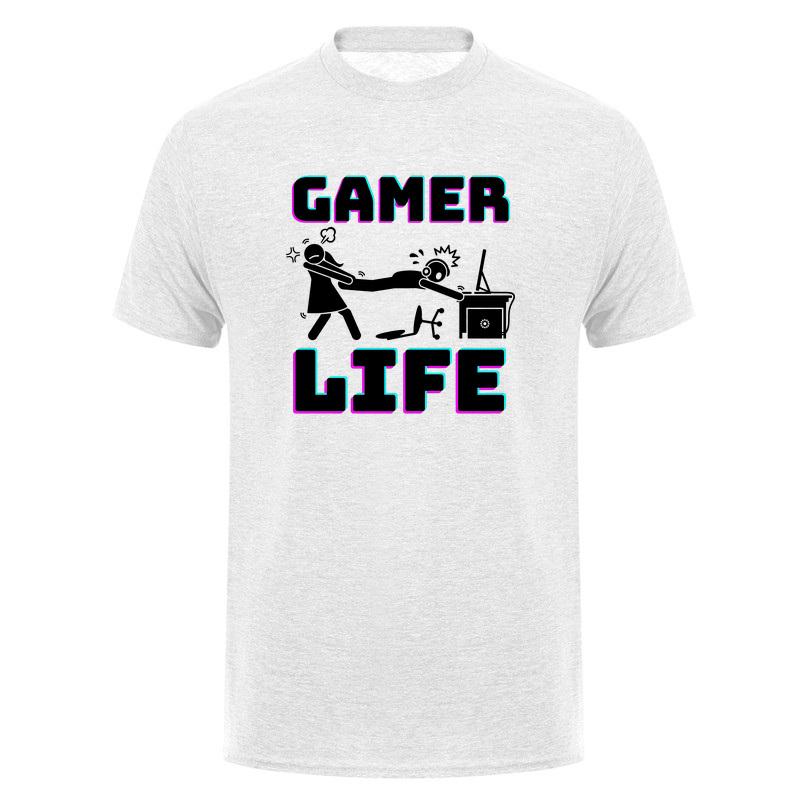 Gamer Life T Shirt Funny Video Game Player Gaming Lifestyle Computer Console Cotton Tshirts Tee Da366