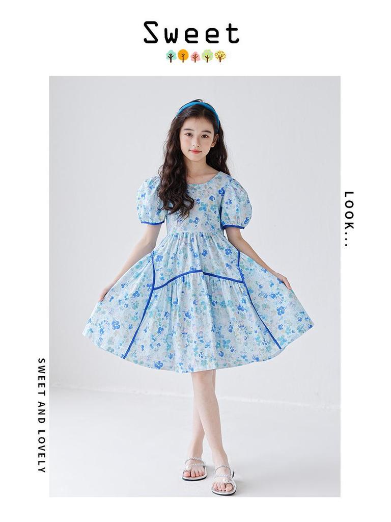 2025 Summer Mother-Daughter Floral Smocked Princess Dress - Korean Style Beach Outfit for Girls