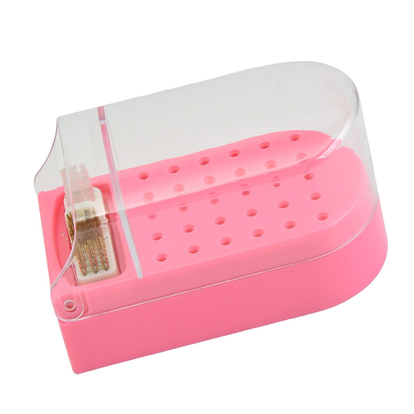 

Ящик для хранения сверл для ногтей пластиковый 30 отверстий пылезащитный прозрачный портативный держатель сверл для ногтей розовый