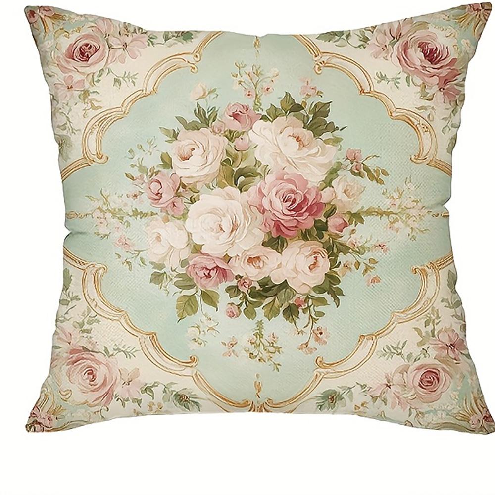 

1/4pcs Floral Patterned Pillowcases with Vintage Design Sofa cushion cover home bedroom room decoration 45x45cm-1pcs