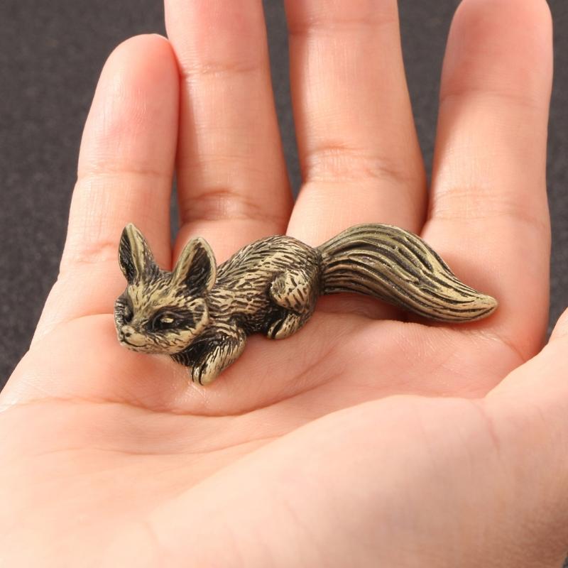 Metal Foxes Sculpture Antique Animal Miniature Statue Desk Ornament for Study Office Home Decoration Cultural Gift