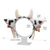 Cow Ears Horns Headband Bowknot Ribbon Bells Headwear Elastic Hair Hoop for Party Animal Cosplay Costume Accessories