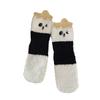 1/5 Pairs Sleeping Socks Cartoon Panda Design Thickened Coral Velvet Warm Winter Socks Mid-Tube Floor Socks