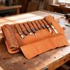 Premium PU Leather 10 Compartment Cutter Roll Case For Woodworking And Sculpting Tool Lightweight Sturdy Organizers
