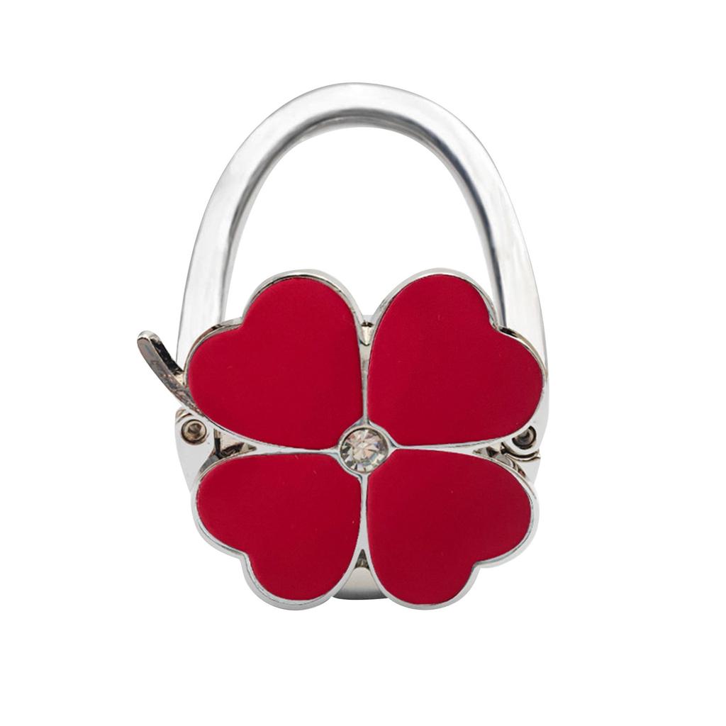 Fourleaf  External Bag Hook, Foldable Portable Hook Solid Color Leather Table Side Bag Hook Handbag Bag Hook