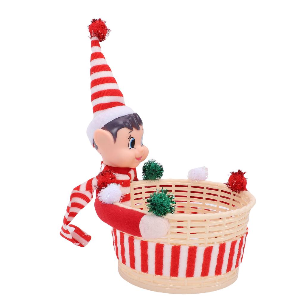 Elf Storage Gift Basket Large Capacity Multifunctional Xmas Decorations Candy Snack Basket Red