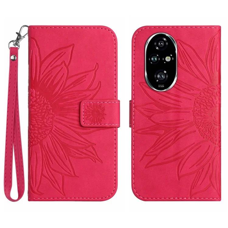 HT04 For Honor 200 5G Case Sunflower Leather Wallet Protective Phone Cover with Wrist Strap