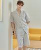 Meipeullawo Grey St Short Sleeve Pure Cotton Men'S Plus Size Pajama Set