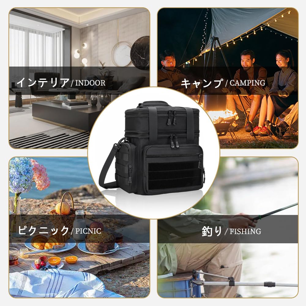 EIING Insulated Lunch Bag with Two Liters Compact and Lightweight Soft Cooler with Adjustable Shoulder Strap and MOLLE Easy Perfect for Outdoor and