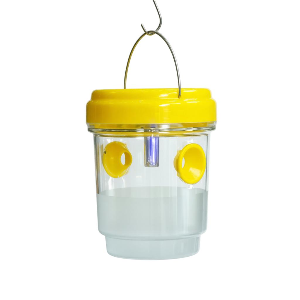 Outdoor Fruit Fly Trap Hanging Container Solar Powered LED Light Fruit Fly Catcher for Garden Patio Porch Insect Control