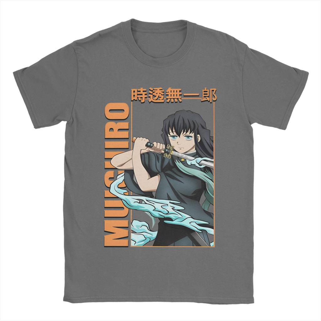 Muichiro Tokito  Tshirt Men Cotton Top Tee Novelty Anime Demon Slayer Crewneck Short Sleeve