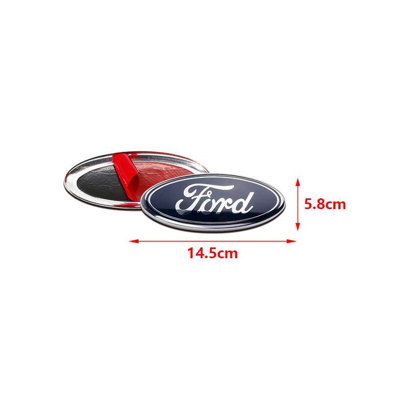 11.3~22.5cm Metal Car Front Hood Emblem Rear Trunk Badge Cover Blue Edge Sticker For Ford Fiesta Mondeo Focus Fusion Escape