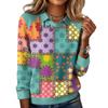 Ladies' Plaid Printed Casual Long Sleeved Sweatshirt Top