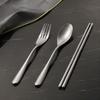 3 Piece Set Matte Finish Titanium Flatware Lightweight Travel Utensil Kit  Outdoor Dining