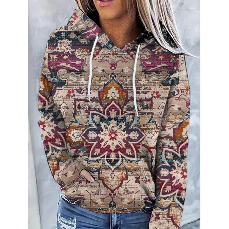 Womens Oversized Hooded Sweatshirt With 3D Print Loose Fit Casual Top 2025