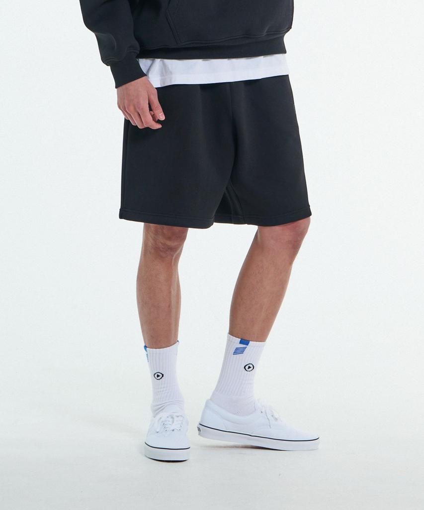 Gesison [L~4Xl] Signature Big Size Wide Sweatshirt Half Pants_Black