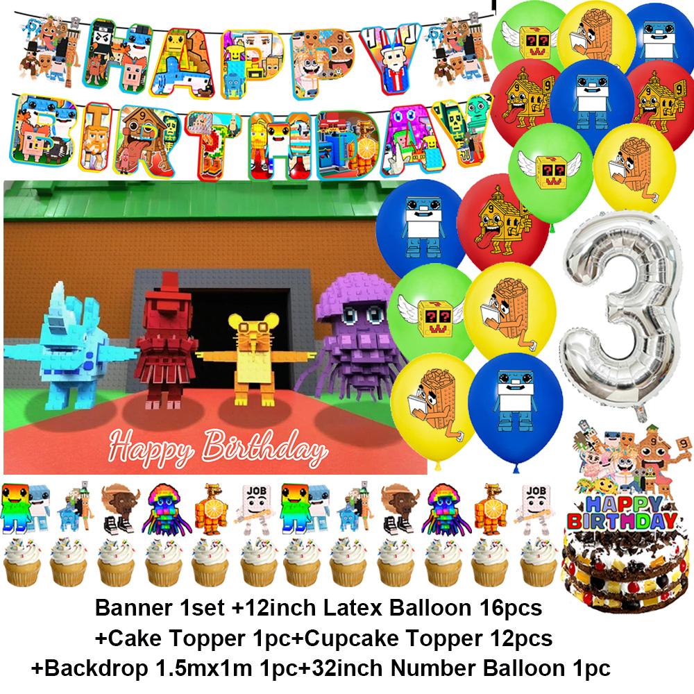 Steal N Catch The Brainrot Birthday Party Decorations Number Balloon Cake Topper Popular Game Background Party Supplies Kid Gift
