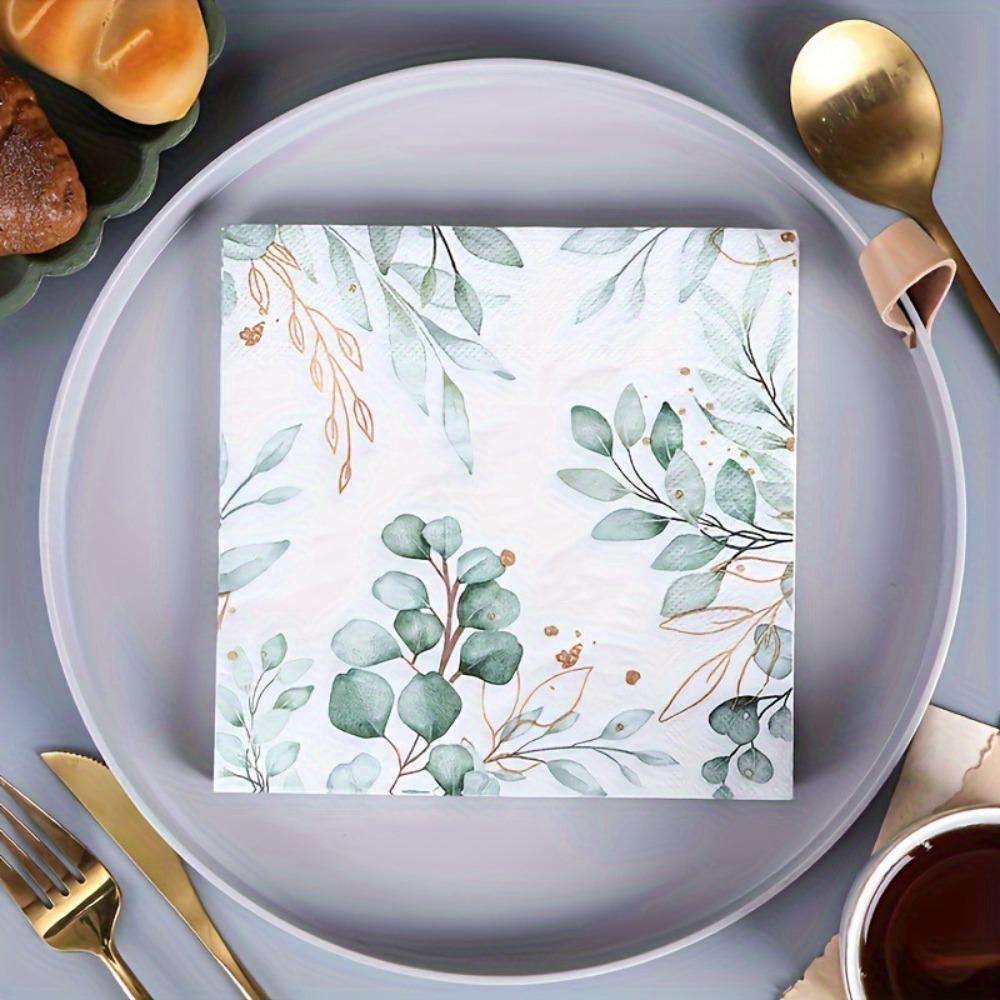 Green Restaurant Hand Towels Elegant Hotel Tableware High Quality Disposable Paper Napkins  Wedding