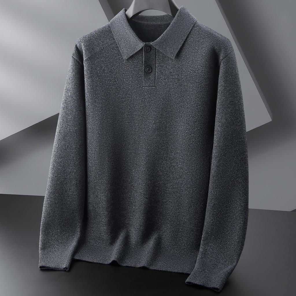 Fat Brother 2025 Plus Size Men's Polo Collar Fleece Knitwear - Thick Winter Woolen Layer