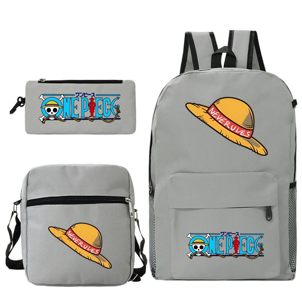 New Animation One Piece Printed Backpack for Primary and Secondary School Students Large Capacity School Bag Combination Three-piece Set