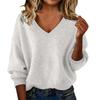 Fall Winter Women's Fashion Loose Solid Color V-neck Knit Sweater Top, Casual Knitwear for Women Crossborder Europe America