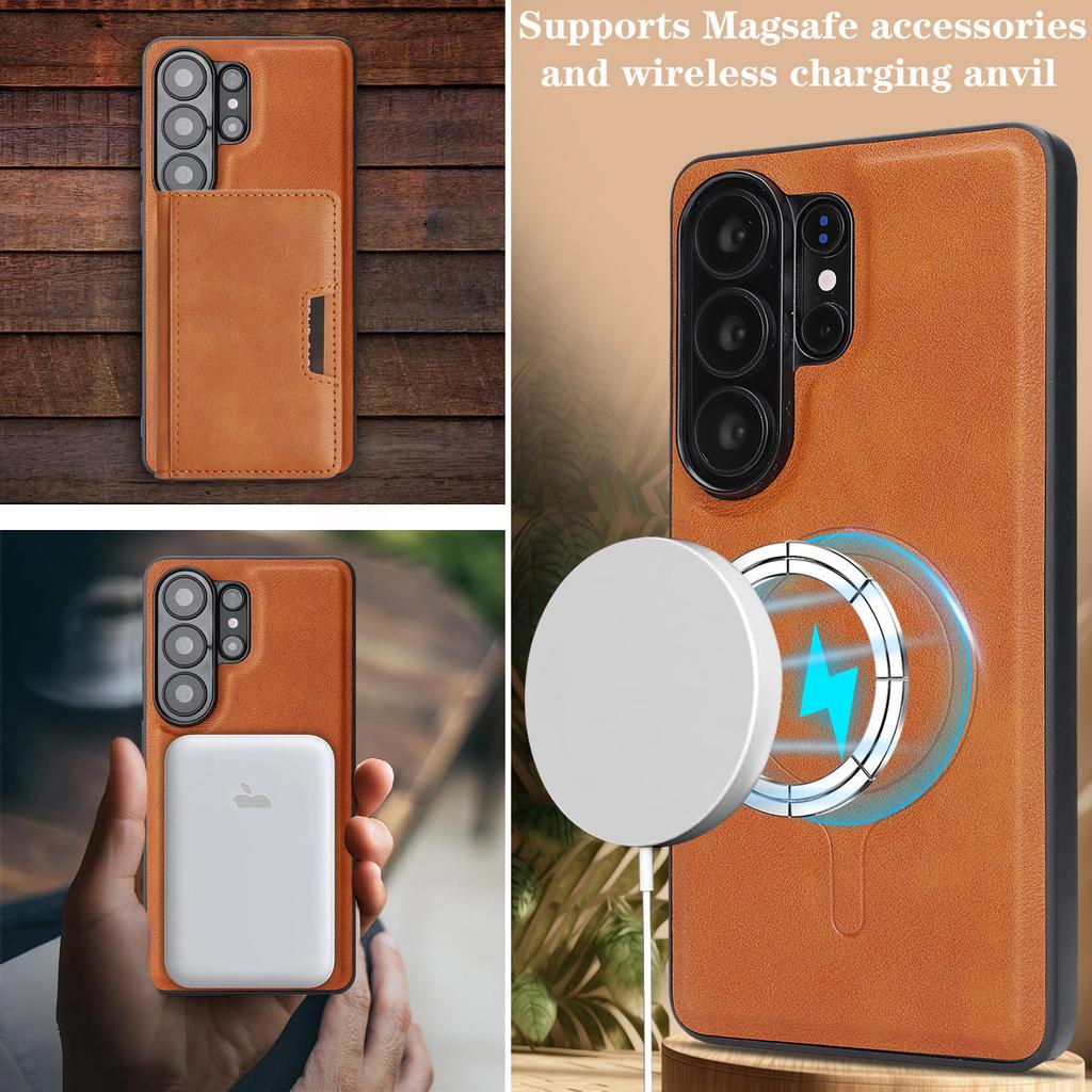 Magnetic 2 In 1 Removable Leather Wallet Case For Samsung S26 Ultra S25 Plus S24 S23 For Magsafe Phone Cover Card Solt Bag Cover