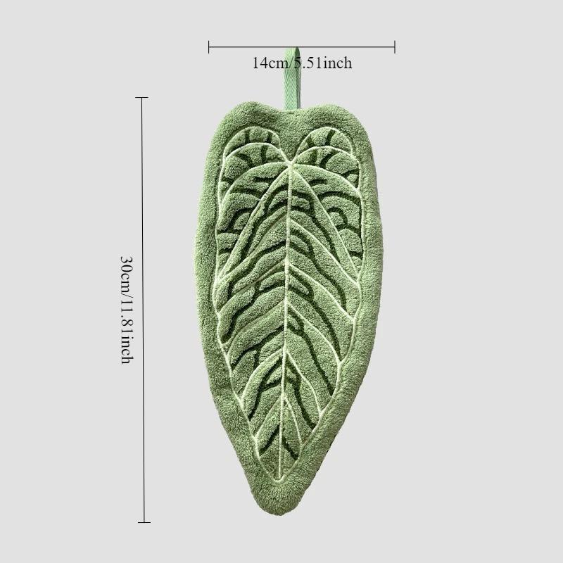 Hand Towel Plant Modeling Kitchen Cleaning Absorbent Coral Fleece Hand Towel Hanging Type Thickened Kitchen Towel