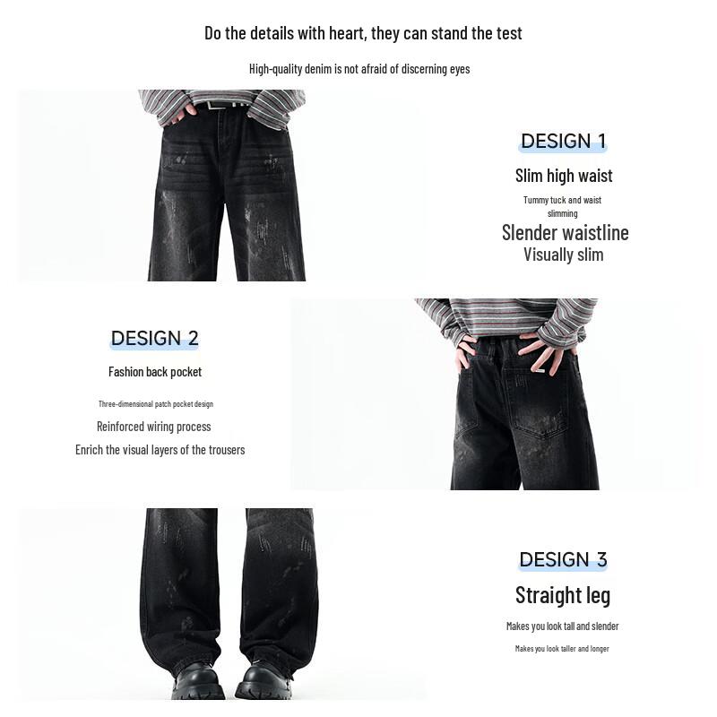 Mark Fairwhale Men's Loose Fit Straight Leg Cotton Stretch Jeans