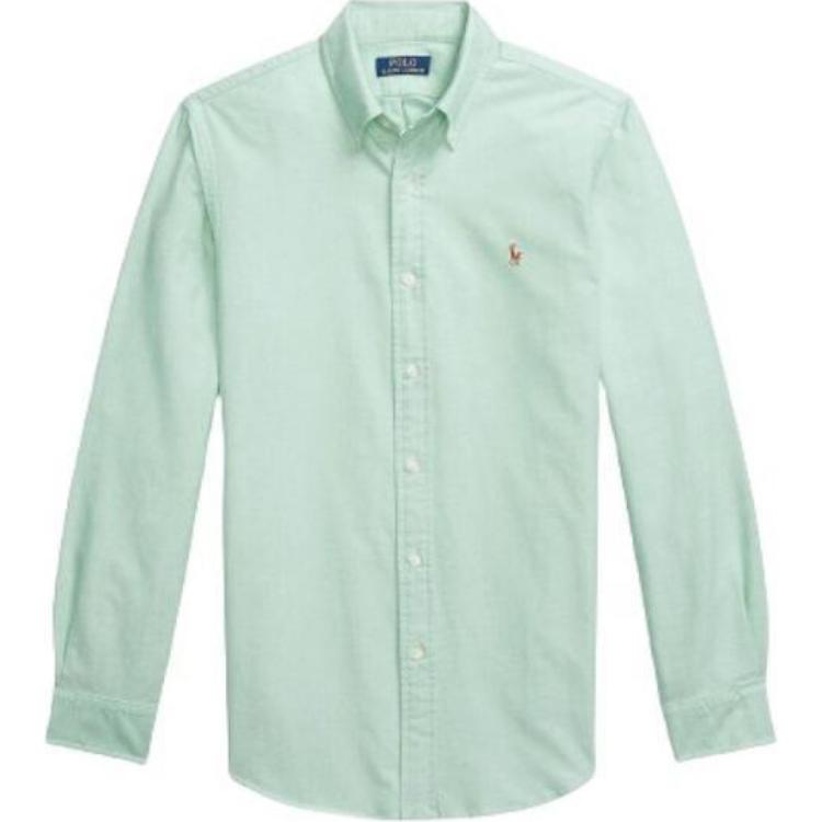 

Polo Ralph Lauren Однотонная хлопковая рубашка-поло с длинным рукавом Мужские рубашки Зеленый 710792161-013 XS
