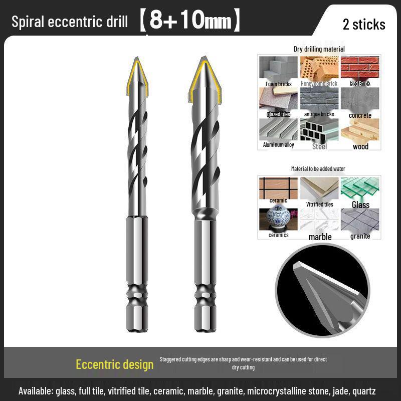 Carbide Eccentric Drill Bit for Electric Drills - Ideal for Round Hole Drilling in Concrete, Brick, and Porcelain Tiles.