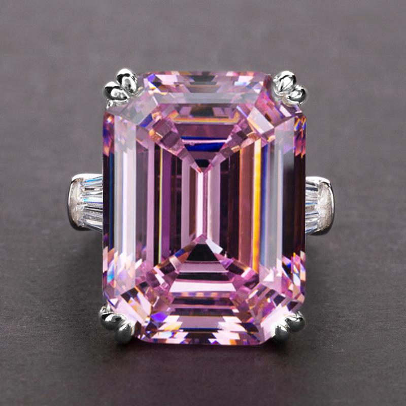 Elegant Large Rectangular Zircon Women's Ring - Luxury Wedding & Engagement Jewelry