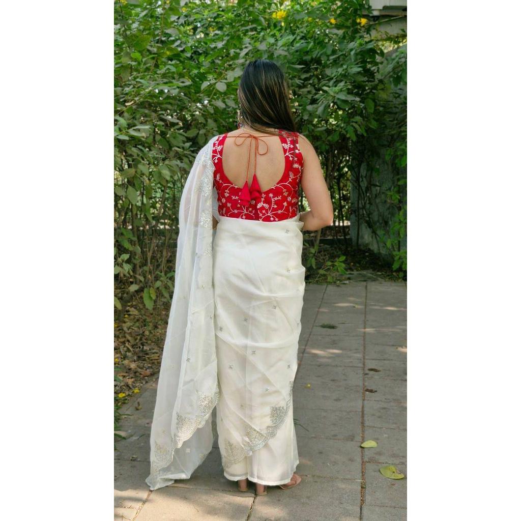 Premium Tabby Organza Silk Saree with Sequence Embroid