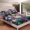 3D Dead Sugar Skull Girl Kissing Skull Home Bed Fitted Sheet Set Soft Microfiber Breathable Bedding All-Round Elastic Pocket