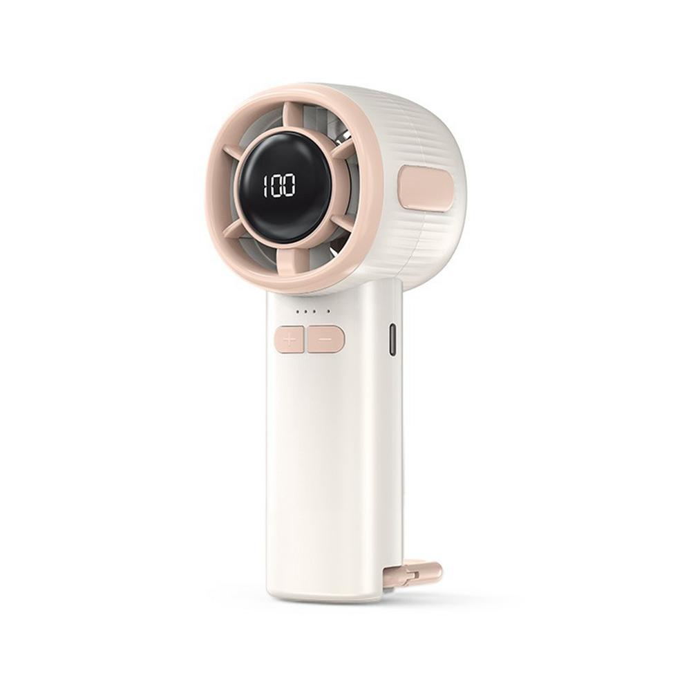 

High Speed Handheld Fan USB Digital Display Portable Cooling Fan with Carabiner,CE Certified White