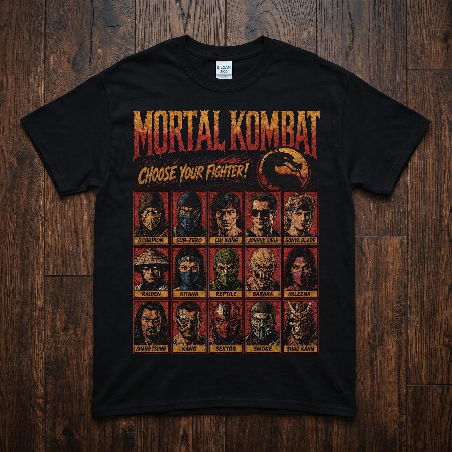 Mortal Kombat Choose Your Fighter Tee | Vintage Bootleg Gaming Graphic Shirt L