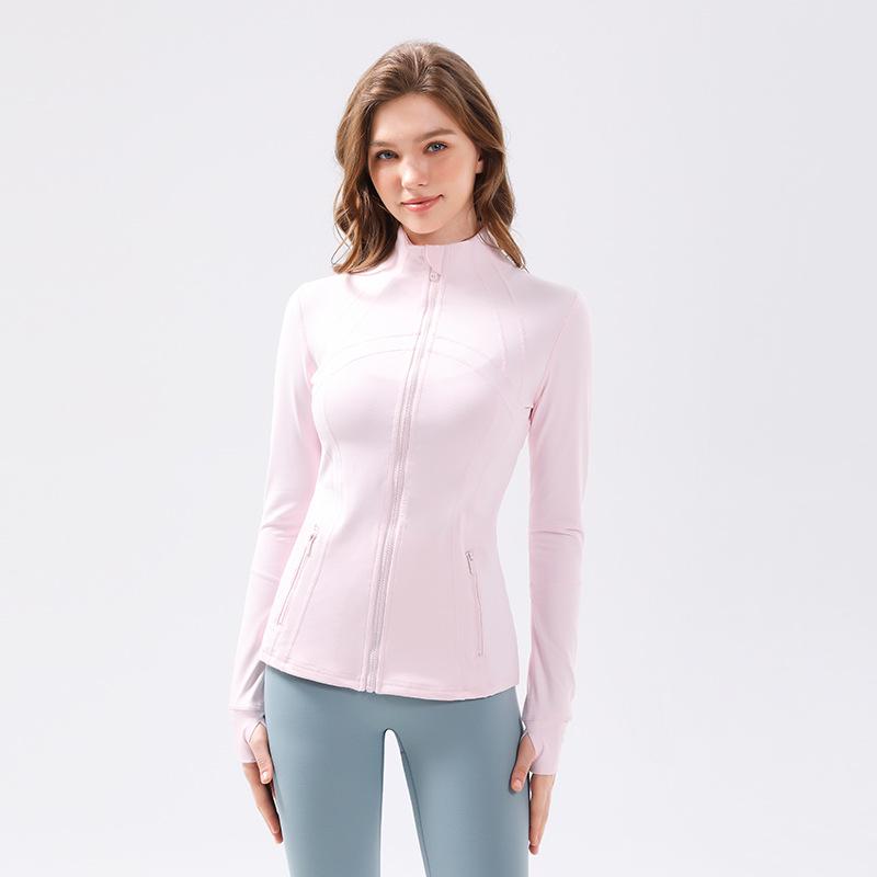 Women's Classic Stand Collar Yoga Sports Jacket - Elastic, Long-Sleeved Running & Fitness Top