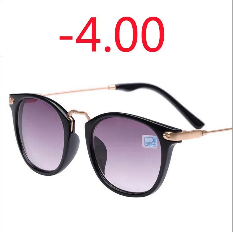 

New Finished Myopia Sun Glasses Fashion Gray Lens Metal Legs With Degrees Sunglasses -1 -1.5 -2.0 -2.5 -3.0 -3.5 -4.0