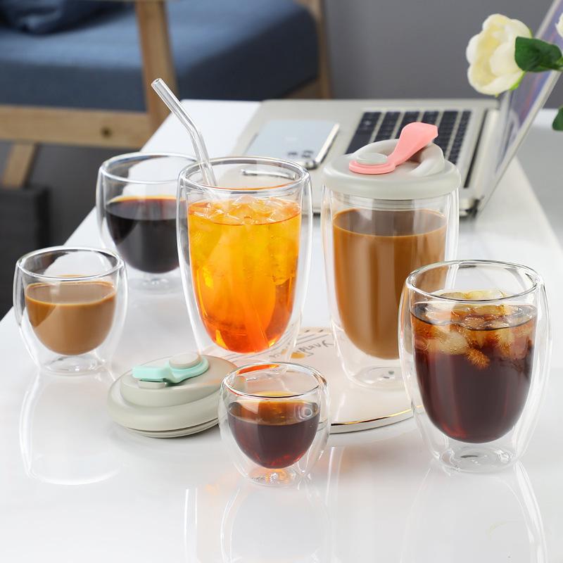 Heat Resistant Double Wall Glass Cup 80-450Ml Beer Milk Coffee Water Cups Transparent Cup Wholesale Glass Drinkware Mug