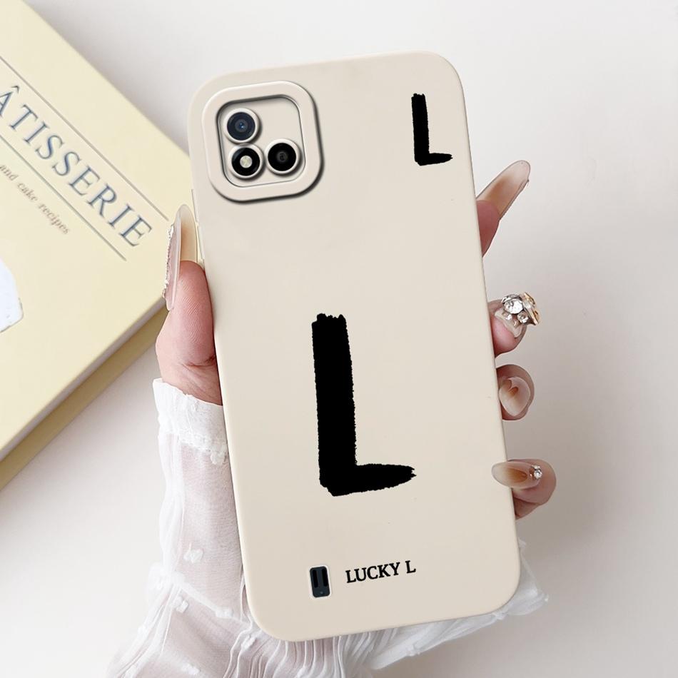 For Realme C11 (2021) Lucky Initial Letter Phone Case For Realme C11 2021 2020 RMX3231 RMX2185 Soft Silicone Shockproof Cases