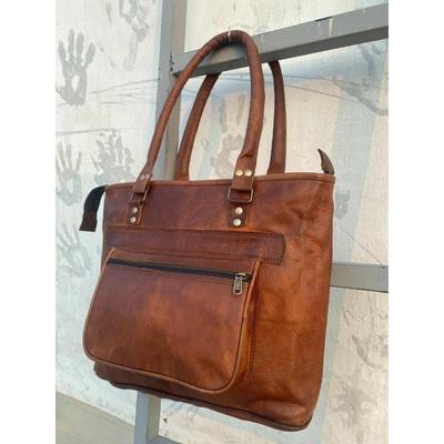 Nová dámska kabelka cez rameno z pravej vintage kože hnedej nákupnej kabelky